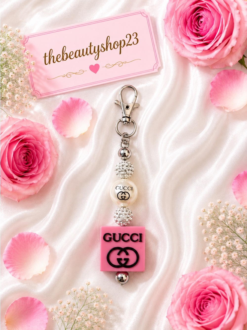 Handmade G G Pink Bling Boujee Bag Charm